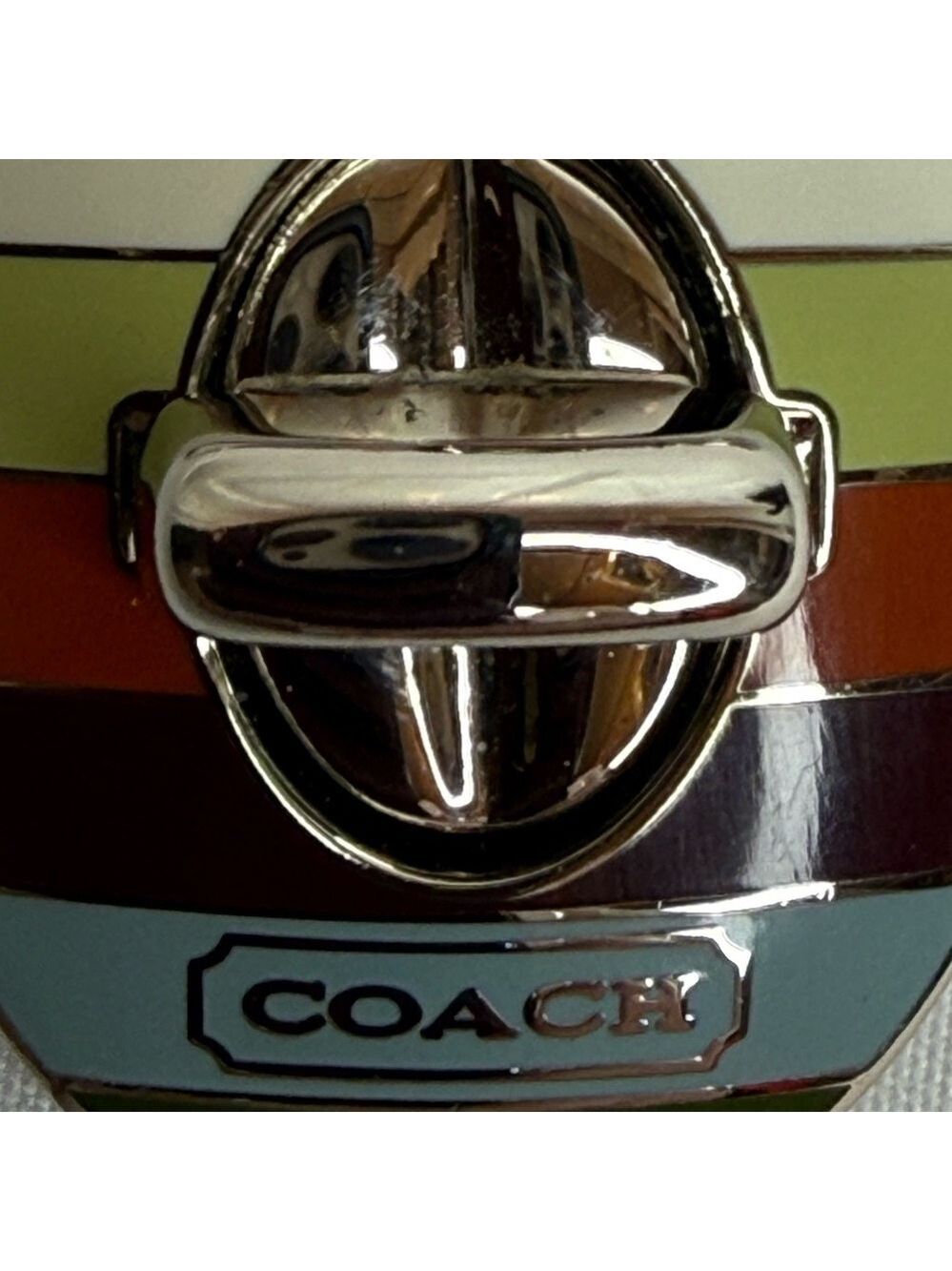 ❤️ COACH LEGACY STRIPE TURLOCK VALET KEYCHAIN - Picture 9 of 16